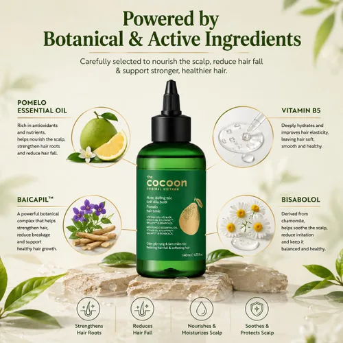 Vista 3 de Cocoon - Tónico capilar con aceite de pomelo. Tratamiento de suero para el cuero cabelludo 100% vegano para adelgazamiento, daño y rotura