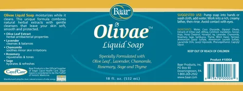 Vista 2 de Baar Olivae Jabón líquido para manos y limpiador facial, 18 onzas Gentle cleanser, olive oil formula, rich lather, everyday skin care