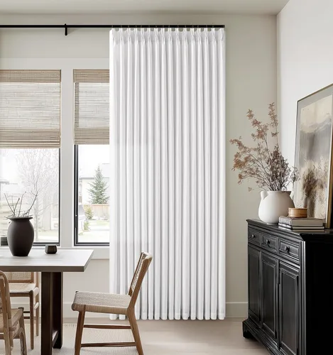 Vista 23 de TWODRAPES Cortinas de Lino Plisadas con Pinza Beige Blancas de 54 Pulgadas de Largo 2 Paneles para Comedor Cocina Dormitorio Plisadas Semi