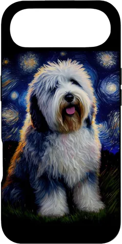 Vista 27 de Old English Sheepdog in Starry Night Painting Dog Mom Dad Case for iPhone 17