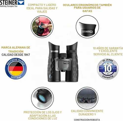 Vista 6 de Steiner BluHorizons - Binoculares - Tecnología única de lentes, protección ocular, compactos, ligeros, ideales para actividades al aire libre