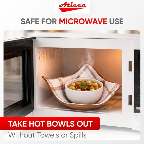 Vista 4 de Aticca Juego de Soportes Acogedores para Ollas de Microondas para Alimentos Calientes, Juego de 4 Almohadillas Calientes para Tazas de Caldo