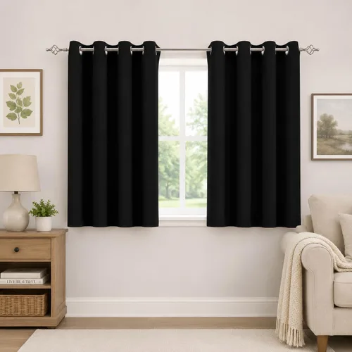 Vista 12 de Aquazolax Cortinas opacas de 45 pulgadas de largo, juego de 2 paneles para guardería, cortinas de tratamiento de ventanas con aislamiento térmico