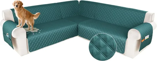 Vista 30 de HDCAXKJ Funda impermeable para sofá modular en forma de L, fundas seccionales de esquina lavables, a prueba de mascotas, protector de muebles