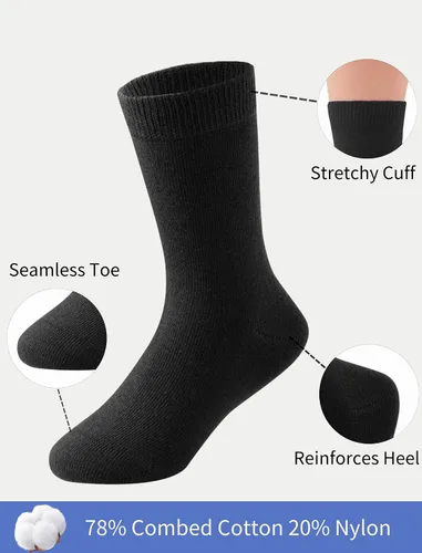 Vista 3 de Calcetines de vestir unisex para niños y niñas, de algodón suave, sin costuras, 6 pares