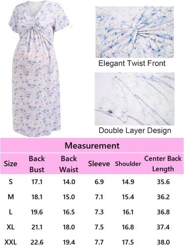 Vista 4 de Ekouaer Vestido de lactancia para mujer, vestido de maternidad floral