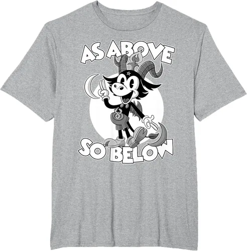 Vista 37 de Camiseta de dibujos animados retro de Baphomet Pagan As Above So Below, Negro, S