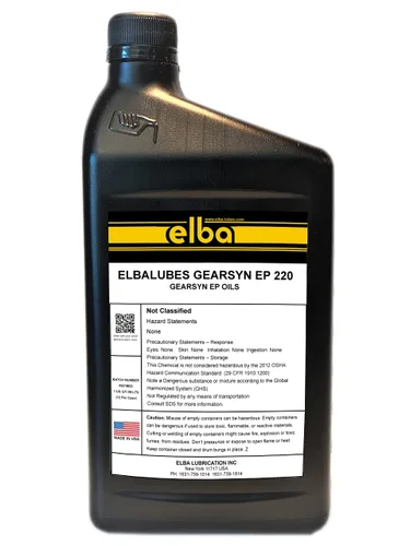 Vista 6 de ELBA LUBES Gear-SYN EP 220 Aceites para engranajes sintéticos Aceites EP de servicio pesado Fluidos para engranajes SAE 90 Comparar