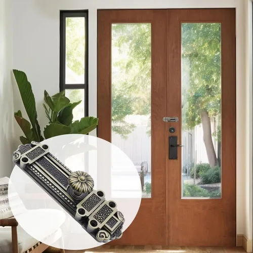 Vista 6 de Geesatis - Cerradura de seguridad para puerta deslizante de 5 pulgadas con tornillos de montaje Bronze Sliding Door Window Latch with Mounting