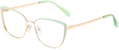 Vista 10 de Gafas de bloqueo de luz azul retro para mujer, marco de metal, gafas de ojo de gato