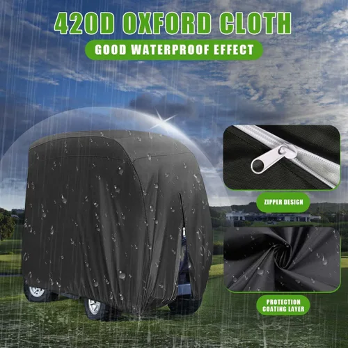 Vista 3 de KISEER Funda impermeable para carrito de golf 420D para 4 pasajeros para EZ GO Club Car Yamaha, a prueba de sol y polvo