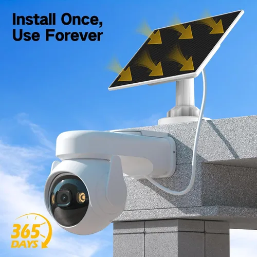 Vista 5 de Panel solar de 5 W para cámara de seguridad, panel solar con batería integrada de 8000 mAh para todas las cámaras de seguridad al aire libre