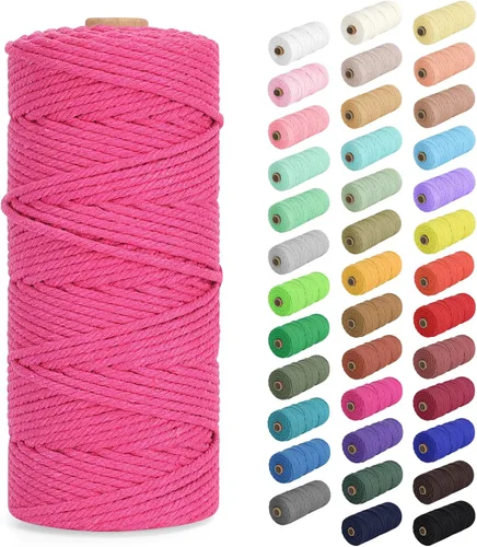 Vista 87 de Cuerda de macramé de 0.079 in x 220 yardas (656 pies), cuerda de algodón natural para colgar en la pared, ganchos de plantas, manualidades Verde