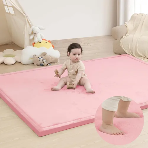 Vista 34 de Huloo Sleep - Tapete de juego para la habitación de bebés y niños pequeños, anticaídas, de espuma elástica de 1.3" de grosor, 28" x 72", terciopelo