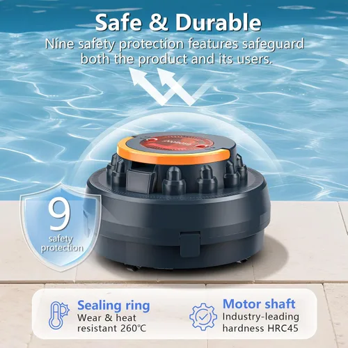 Vista 6 de Robot limpiador de piscina inalámbrico X2, aspiradora robótica para piscina sobre el suelo, motor dual de 45 W, estacionamiento automático, mejorado