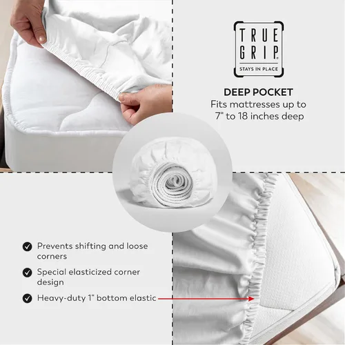 Vista 6 de Purity Home - Juego de sábanas 100% algodón de 400 hilos, percal refrescante, con bolsillo profundo elástico, ropa de cama de 4 piezas, lujo