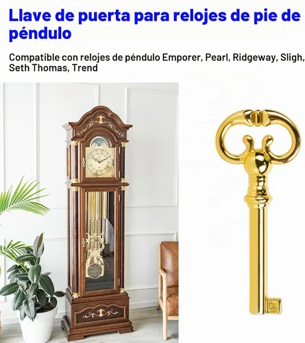 Vista 2 de Llave de reloj para puerta de abuelo, repuesto Ridgeway Grandfather, Sligh, Pearl, Seth, Thomas, Howard Miller Grandfather Clock Key adecuada