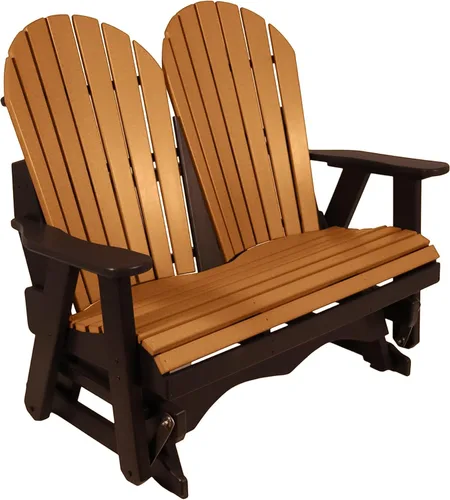 Vista 11 de Silla mecedora Aruba Adirondack de 2 pies, fabricada en Amish, madera de polietileno para exteriores, accesorios de acero inoxidable, fabricada