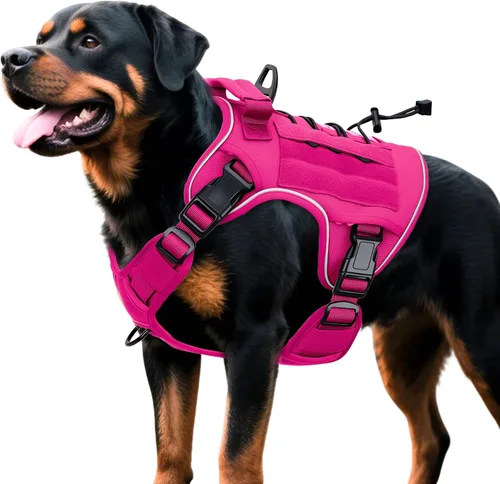 Vista 68 de Arnés táctico para perros grandes, chaleco reflectante ajustable sin tirones con sistema Molle, control de grado militar K9 para entrenamiento