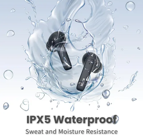 Vista 7 de MOOR Auriculares inalámbricos Bluetooth, auriculares con cancelación de ruido con graves profundos, ANC híbrido, modo de transparencia, IPX5