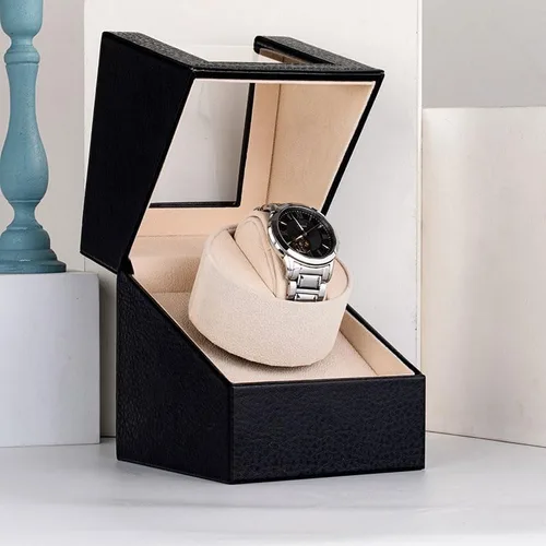 Vista 7 de Enrollador automático de un solo reloj con motor Mabuchi japonés silencioso, adaptador de CA o funciona con pilas (batería no incluida), Reloj Winder