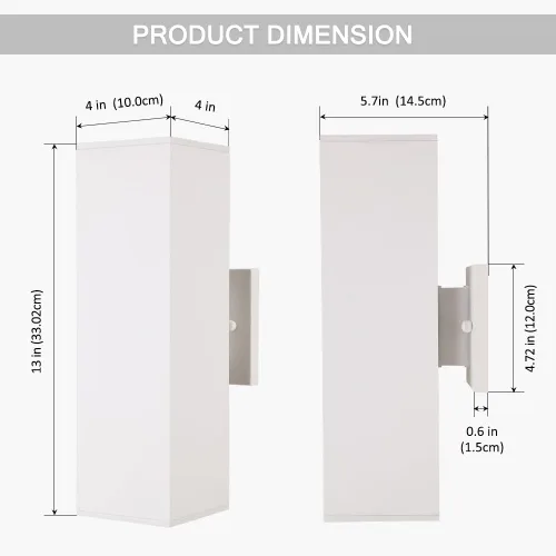 Vista 5 de Cerdeco - Aplique de pared exterior moderno cuadrado blanco de 13 pulgadas White1