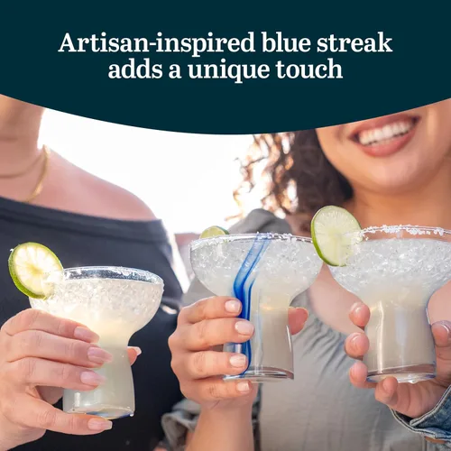 Vista 4 de Libbey Blue Ribbon - Juego de 6 vasos de Margarita sin tallo, de inspiración artesanal, elegantes vasos de margarita, cristalería mexicana ligera