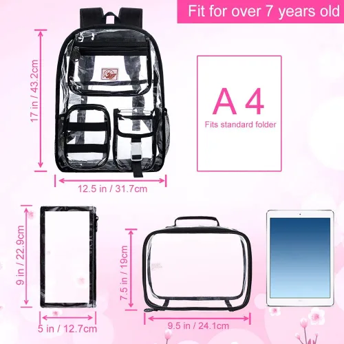 Vista 2 de Mochila transparente, resistente bolsa transparente para mujeres y hombres Heavy Duty