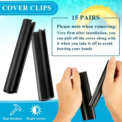 Vista 4 de Maitys 30 clips de cubierta de piscina para cubierta de piscina sobre el suelo, clips de plástico para asegurar el clip