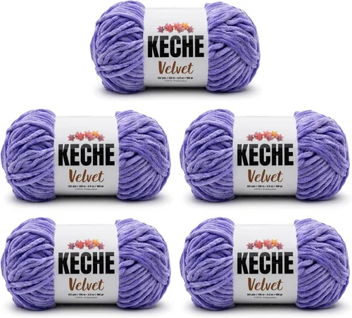 Vista 16 de Keche Hilo para ganchillo, hilo de terciopelo, chenilla suave, manta de bebé voluminosa amigurumi Yarn 3.53 oz (132 yardas) - Arona
