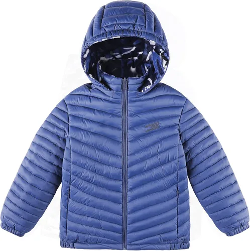 Vista 2 de QLZ Abrigo de plumón para niños, chaqueta acolchada, 4-15 años, uso de doble cara, camuflaje