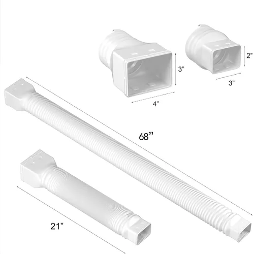 Vista 6 de Paquete de 2 extensiones flexibles de bajante de canalón, conector extensor de bajante de drenaje 21"-68", tornillos incluidos, blanco
