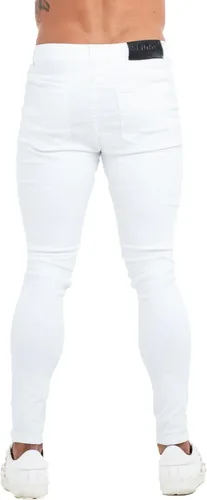 Vista 3 de Gingtto jeans entallados elásticos para hombre, de corte ajustado, rasgados, gastados
