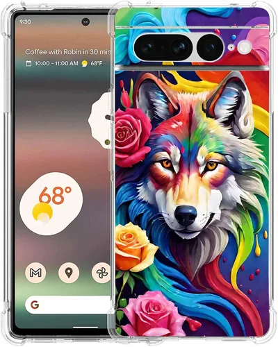 Vista 9 de Pixel 7 Pro - Funda protectora de poliuretano termoplástico resistente a los arañazos y a prueba de golpes con diseño de mandala de pavo real