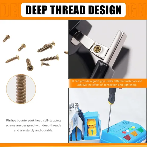 Vista 5 de 1300 piezas M2 M2.6 bronce cabeza plana Phillips Cross pequeños tornillos de madera tornillos de roscar tornillos electrónicos Kit surtido de Oro