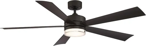 Vista 20 de Ventilador inteligente de techo con 5 aspas, accesorio de luz LED y control de pared para interiores o exteriores y para iOS o Android, Alexa