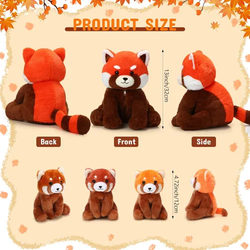 Vista 2 de Syhood - 5 piezas de peluche de panda rojo nutritivo con 4 juguetes de peluche lindos para bebés, regalos interactivos para niños, jardín