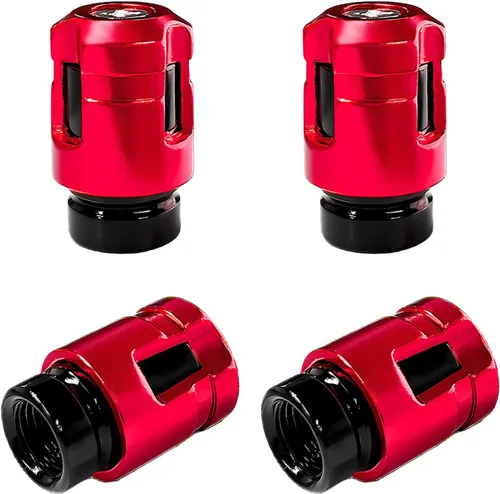 Vista 9 de Yourkar 4 tapas de vástago de válvula de neumático de automóvil, cubiertas de válvula de rueda de aleación de aluminio de forma única, resistentes a