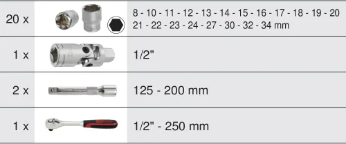 Vista 5 de KS Tools - 922.0623 - Juego de llaves y accesorios ULTIMATE 1/2" - Estuche de herramientas 24 piezas