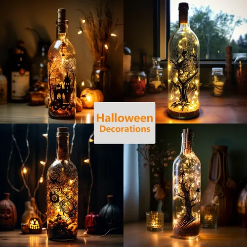 Vista 4 de Paquete de 20 luces para botellas de vino con corcho que funcionan con pilas, 20 luces LED de alambre plateado para botellas de licor, tarros