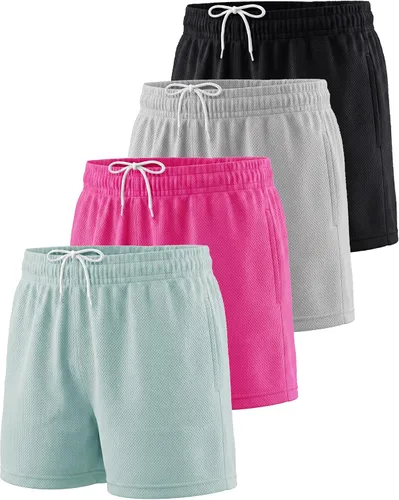 Vista 7 de Paquete de 4 pantalones cortos de malla para niñas, atléticos, baloncesto Conjunto 1
