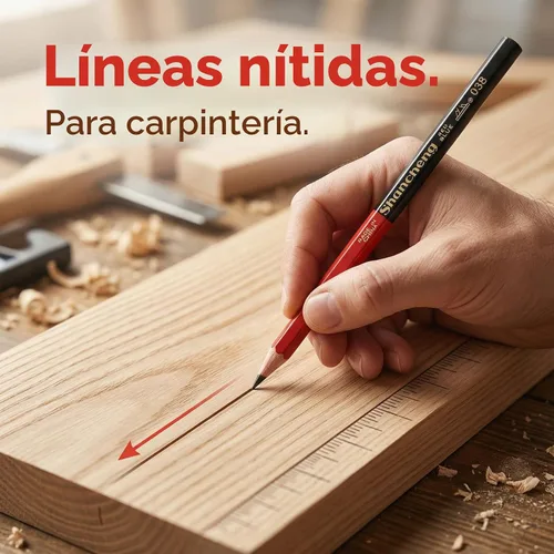 Vista 5 de Naroote Lápices de construcción, 10 Uds. Lápices de carpintero duro, rojo, azul, 2 núcleos, hexágono, 2 cabezas, bricolaje, carpintería, marcador