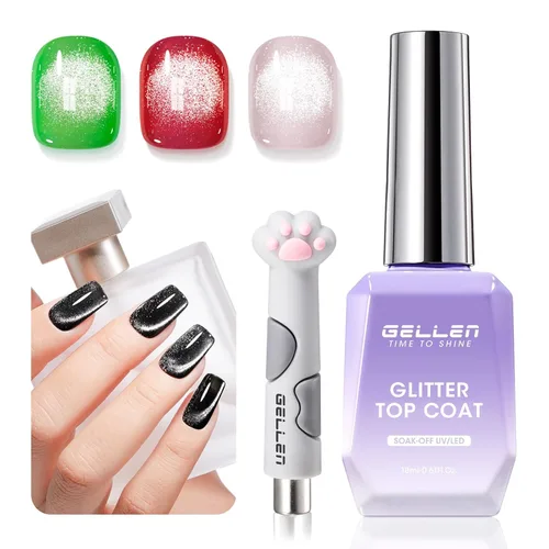 Vista 19 de GELLEN - Base y capa superior de gel, juego de 2 esmaltes de uñas de gel, capa superior que no se limpia 12ml Base Coat & No Wipe Top Coat Set.