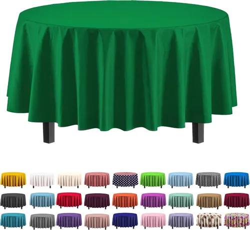 Vista 68 de Party Solids Paquete de 6 manteles de plástico prémium de 54 pulgadas x 108 pulgadas. Cubierta de mesa rectangular de plástico - Aqua