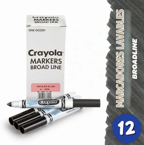 Vista 2 de 12 marcadores de punta gruesa lavables Crayola, Negro