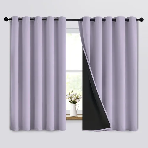 Vista 77 de Yakamok Cortinas negras, cortinas de ventana con aislamiento térmico y eficiencia energética para dormitorio, cortinas opacas completas y cortinas