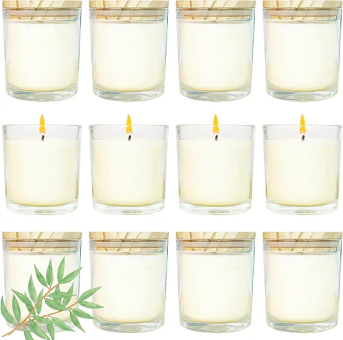 Vista 12 de 12 velas de soja de 6 onzas, juego de velas aromáticas a granel con aroma a rosa, velas de aromaterapia, velas perfumadas para aliviar el estrés