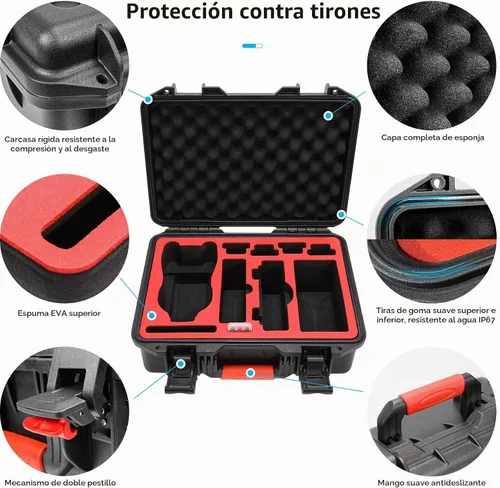 Vista 4 de FPVtosky - Funda rígida para DJI Air 3S/Air 3 Drone/Combo Fly More, Accesorios de carcasa dura impermeable Air 3S, Compatible con DJI RC2/RC-N3/RC