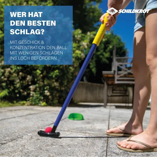 Vista 5 de Schildkröt-Funsports Mini golf, para niños, para interiores y exteriores, juego completo con 2 clubes, 1 agujero de pie y 2 pelotas, para 2