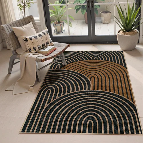 Vista 59 de Lahome Tapetes geométricos para puerta de interior para entrada, alfombra antideslizante lavable de 2 x 3 negro / neutro